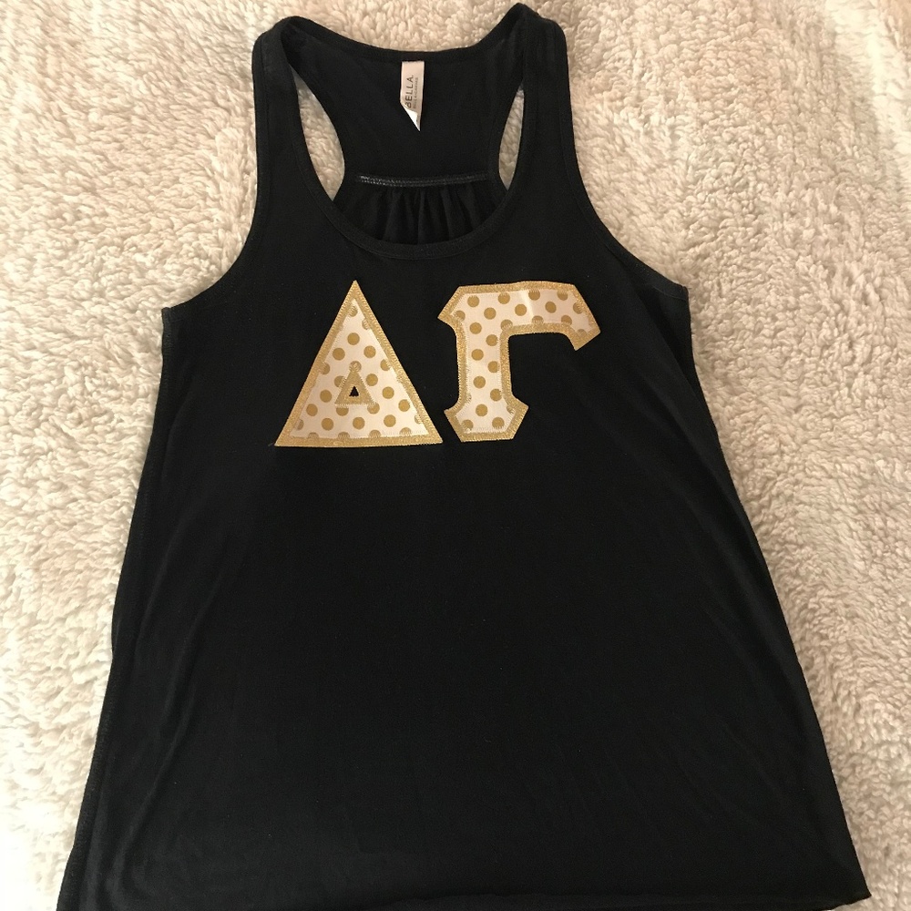Delta Gamma Stitched Gold Letters